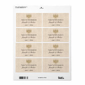 Étiquette de bouteille d'eau crème et or Damask (Feuille entière)