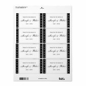 Étiquette de bouteille d'eau Damask Diamond noir e (Feuille entière)