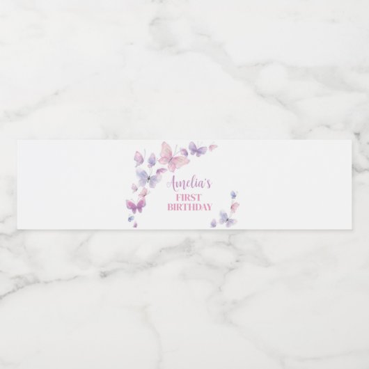 Étiquette de bouteille d'eau d'anniversaire papill (Étiquettes simples)