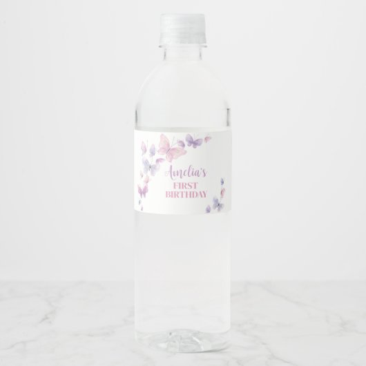 Étiquette de bouteille d'eau d'anniversaire papill (Devant)