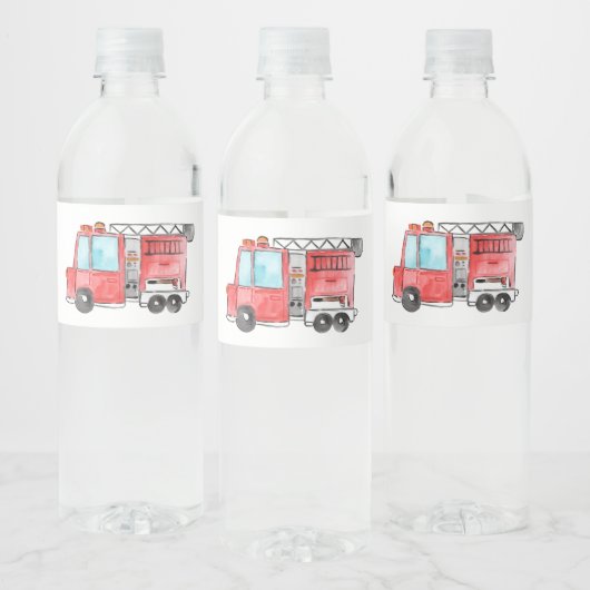 Étiquette de bouteille d'eau de camion pompier (Bouteilles)