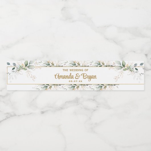 Étiquette de bouteille d'eau de feuillage d'or ver (Étiquettes simples)