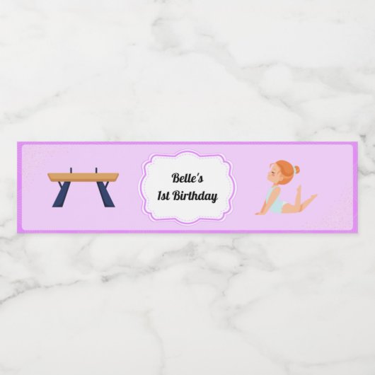 Étiquette de bouteille d'eau de la fête de gymnast (Étiquettes simples)
