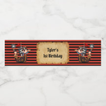 Étiquette de bouteille d'eau de la fête pirate