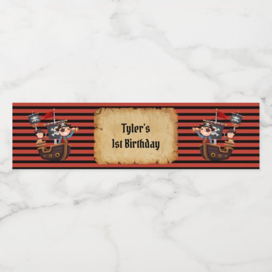 Étiquette de bouteille d'eau de la fête pirate (Étiquettes simples)