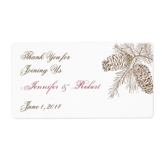 Étiquette de bouteille d'eau de mariage de nature