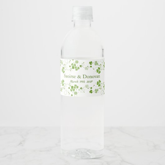 Étiquette de bouteille d'eau de mariage Trèfle Sha (Devant)