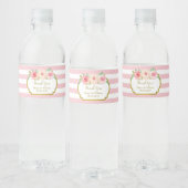 Étiquette de bouteille d'eau d'or fleuri rose clai (Bouteilles)