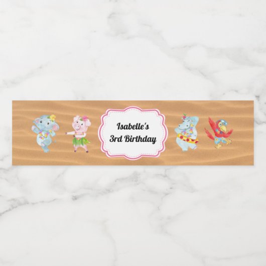 Étiquette de bouteille d'eau du Luau Beach Party (Étiquettes simples)