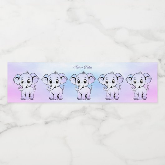 Étiquette de bouteille d'eau Eléphant mignon (Étiquettes simples)