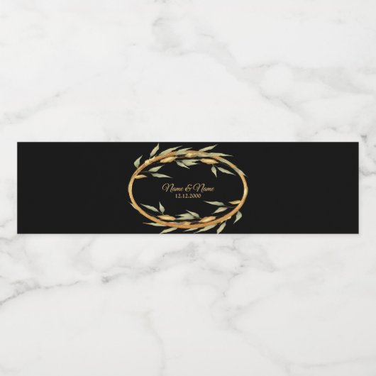 Étiquette de bouteille d'eau Feuille d'or noir (Étiquettes simples)