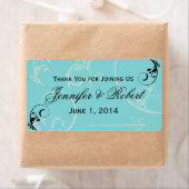 Étiquette de bouteille d'eau fleurie Turquoise Bla (En situation)