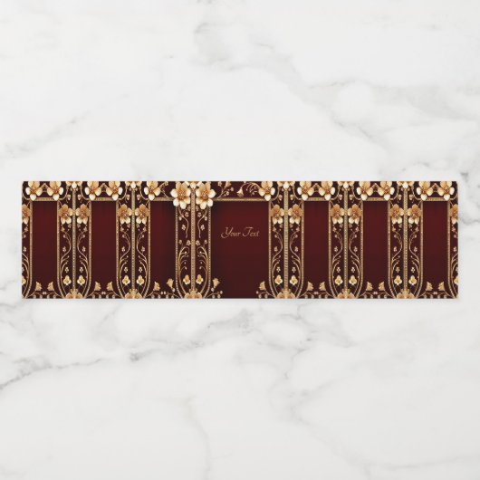 Étiquette de bouteille d'eau Fleurs Dorées de Bour (Étiquettes simples)