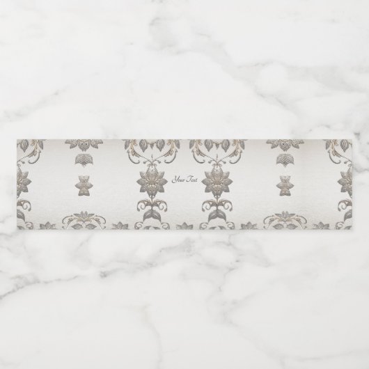 Étiquette de bouteille d'eau florale d'argent (Étiquettes simples)