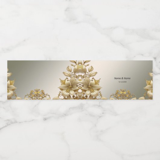 Étiquette de bouteille d'eau florale dorée (Étiquettes simples)