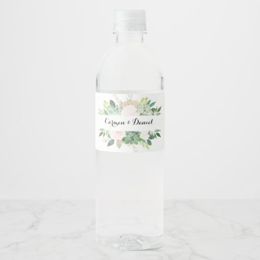 Étiquette de bouteille d'eau florale tropicale mod (Devant)