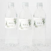 Étiquette de bouteille d'eau florale verte (Bouteilles)