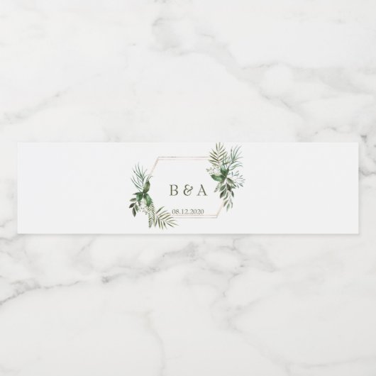 Étiquette de bouteille d'eau florale verte (Étiquettes simples)