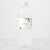 Étiquette de bouteille d'eau géométrique verte et  (Devant)