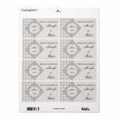 Étiquette de bouteille d'eau gris perlé Monogramme (Feuille entière)