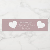 Étiquette de bouteille d'eau Mariage blanc rose pâ (Étiquettes simples)