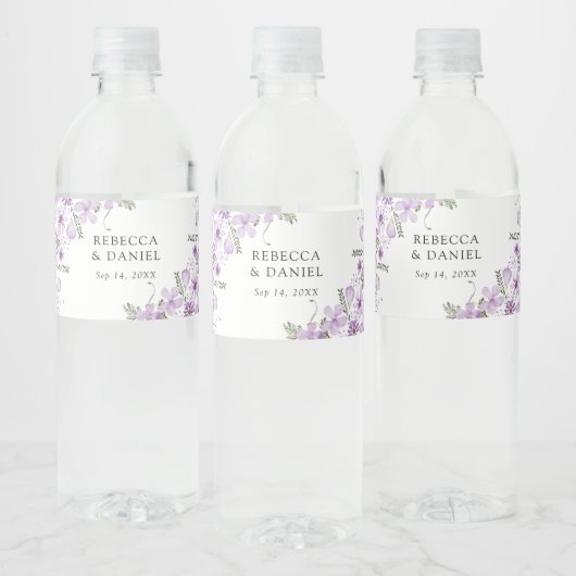 Étiquette de bouteille d'eau Mariage chic Lavender (Bouteilles)