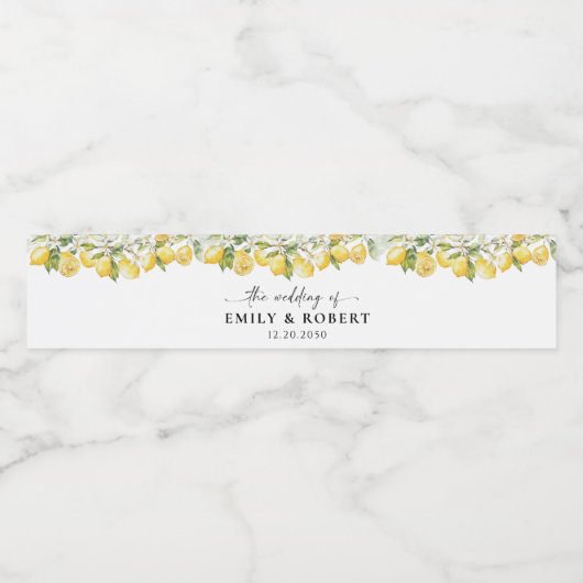 Étiquette de bouteille d'eau Mariage citron (Étiquettes simples)