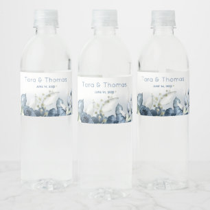 Étiquette de bouteille d'eau Mariage de pivoines e