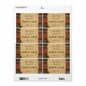 Étiquette de bouteille d'eau Mariage en bois rusti (Feuille entière)