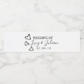 Étiquette de bouteille d'eau Mariage noir coeur (Étiquettes simples)