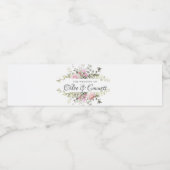 Étiquette de bouteille d'eau Mariage rose botaniqu (Étiquettes simples)