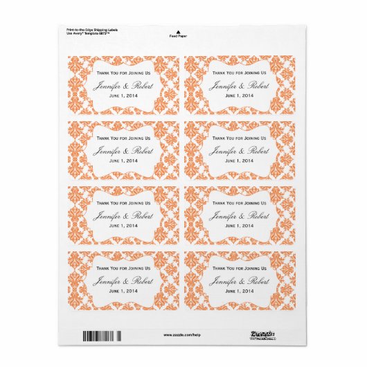 Étiquette de bouteille d'eau Nectarine et Damask b (Feuille entière)