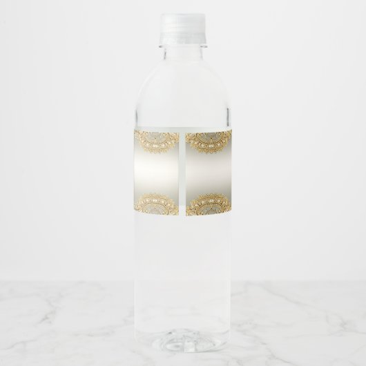 Étiquette de bouteille d'eau Ornate or (Dos)