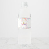 Étiquette de bouteille d'eau pastel Licorne (Devant)
