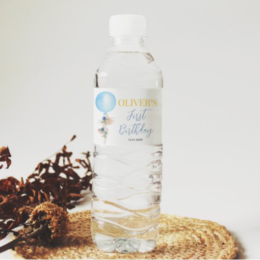 Étiquette de bouteille d'eau pour garçon Floral Ba