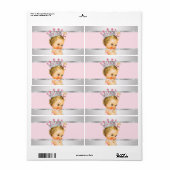 Étiquette de bouteille d'eau Princess Baby shower (Feuille entière)