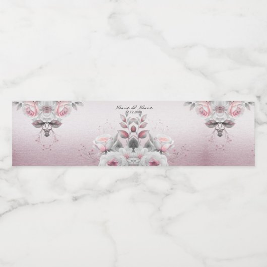 Étiquette de bouteille d'eau rose blanche (Étiquettes simples)