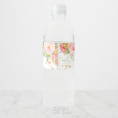 Étiquette de bouteille d'eau rose or Dino fille (Dos)