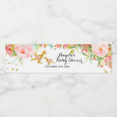 Étiquette de bouteille d'eau rose or Dino fille (Étiquettes simples)