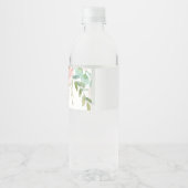 Étiquette de bouteille d'eau rose tropicale modern (Dos)