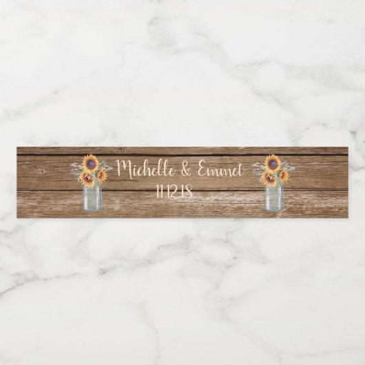 Étiquette de bouteille d'eau rustique Sunflower Co (Étiquettes simples)