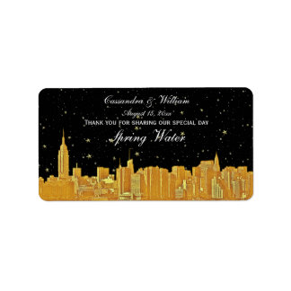 Étiquette de bouteille d'eau Starry Skyline Gold N