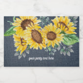 étiquette de bouteille d'eau - tournesol (Étiquettes simples)