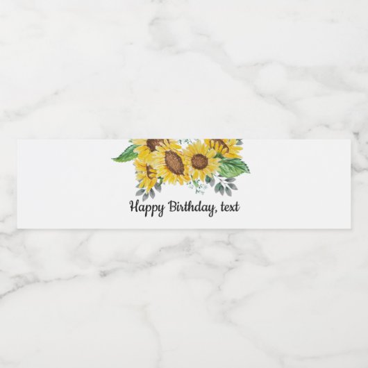 étiquette de bouteille d'eau - tournesol (Étiquettes simples)