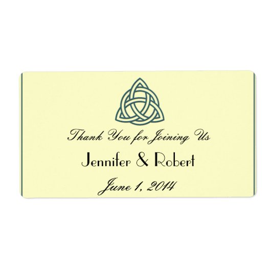 Étiquette de bouteille d'eau turquoise Celtic Knot (Devant)