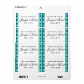 Étiquette de bouteille d'eau turquoise et blanche (Feuille entière)