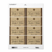 Étiquette de bouteille d'eau vintage Fleur de Lis (Feuille entière)