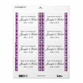 Étiquette de bouteille d'eau violet blanc en fibre (Feuille entière)
