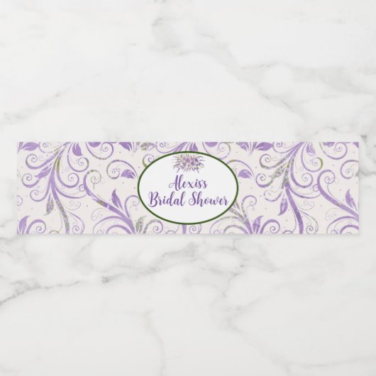 Étiquette de bouteille d'eau violet wedding shower (Étiquettes simples)