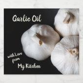 Étiquette de bouteille d'huile d'ail blanc de troi (Étiquettes simples)